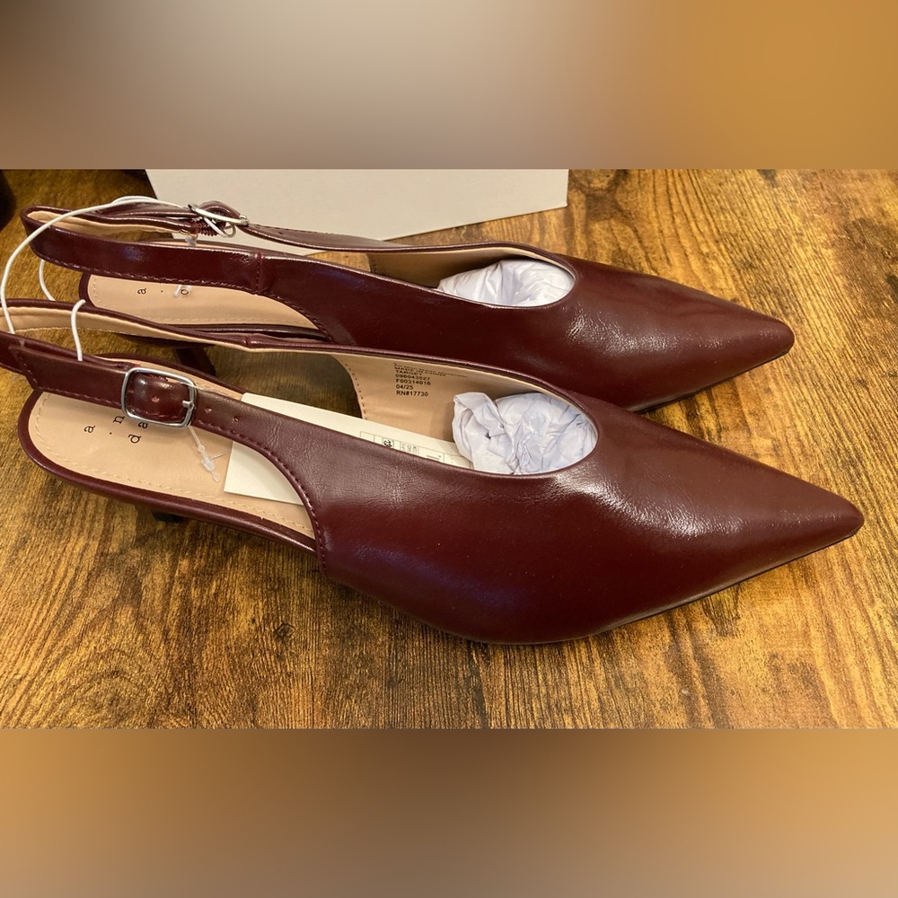 Women’s Samantha Sling Back Kitten Heels – a New Day™ Burgundy Size 8 new - Picture 5 of 7